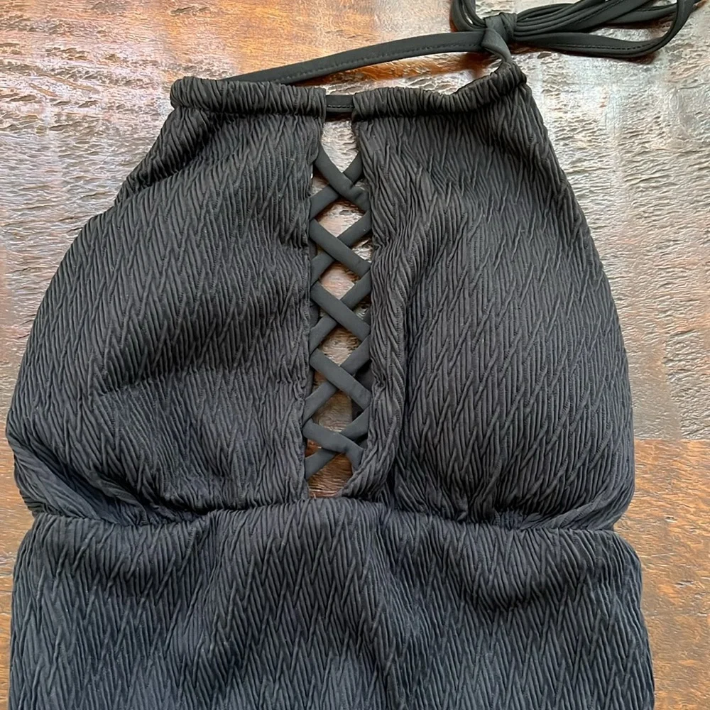SHOSHANNA One Piece Swimsuit Embossed Rhombus Lattice Textured Black 0-XS
